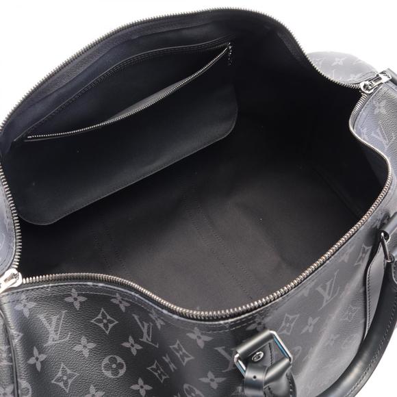LOUIS VUITTON Keepall Bandouliere Boston Bag Leather Eclipse Black - Picture 3 of 7